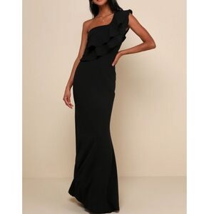 LULUS Ruffled One-Shoulder Mermaid Maxi Dress